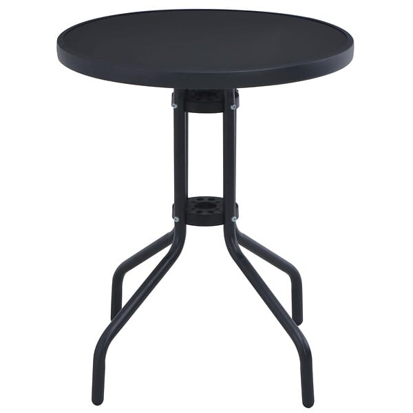 VIDAXL - vidaXL Table de jardin Noir 80 cm Acier et verre - large