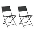 VIDAXL - vidaXL Chaises d'extérieur pliables lot de 2 Noir Acier et textilène - vignette