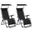 VIDAXL - vidaXL Chaises pliables de terrasse lot de 2 Textilène Noir - vignette
