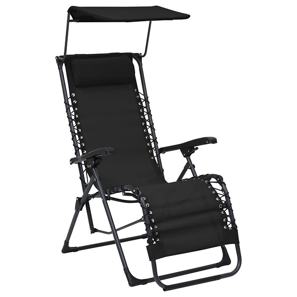 VIDAXL - vidaXL Chaises pliables de terrasse lot de 2 Textilène Noir - large