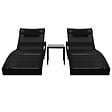 VIDAXL - vidaXL Chaise longue 2 pcs et table Résine tressée et textilène Noir - vignette