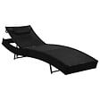 VIDAXL - vidaXL Chaise longue 2 pcs et table Résine tressée et textilène Noir - vignette