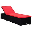 VIDAXL - vidaXL Chaises longues de jardin table à thé 3 pcs Résine tressée Noir - vignette