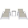 VIDAXL - vidaXL Chaises longues lot de 2 avec table Aluminium Crème - vignette