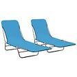 VIDAXL - vidaXL Chaises longues pliables lot de 2 Acier et tissu Bleu - vignette