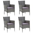 VIDAXL - vidaXL Chaises à manger de jardin lot de 4 Résine tressée Gris - vignette