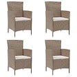 VIDAXL - vidaXL Chaises de jardin avec coussins lot de 4 Résine tressée Beige - vignette