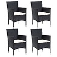 VIDAXL - vidaXL Chaises à manger de jardin lot de 4 Résine tressée Noir - vignette