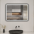 AICA SANITAIRE - AICA miroir de salle de bain LED 70x50cm avec cadre noir, tricolore + anti-buée + mémoire + gradation infinie - vignette