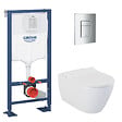 GROHE - Grohe Pack WC Bâti Autoportant Solido + Cuvette Bello + Abattant soft close  + Plaque Chrome (AUTOPORTANT-BELLO-1) - vignette