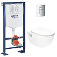 GROHE - Grohe Pack WC Bâti Autoportant Solido + WC sans bride SAT + Abattant SoftClose + Plaque Chrome (AUTOPORTANT-PROJECT-1) - vignette