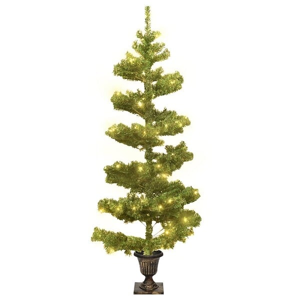 VIDAXL - vidaXL Arbre de Noël hélicoïdal pré-éclairé avec pot vert 120 cm PVC - large