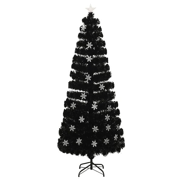 VIDAXL - vidaXL Sapin de Noël et flocons de neige LED Noir 240 cm Fibre optique - large