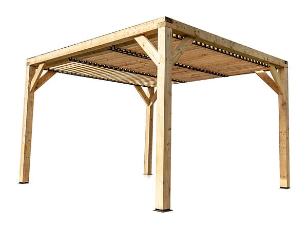 HABRITA - Auvent Veneto - Ventelles réglables toit - Bois - 10.57m2 - large