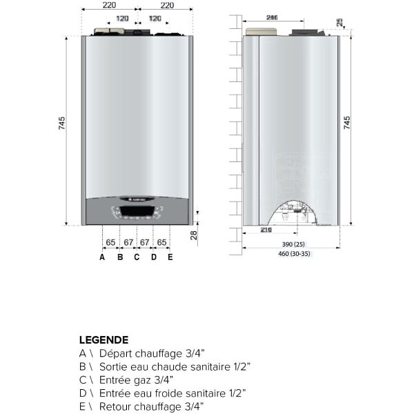 ARISTON - Chaudière gaz condensation ECS mini-accumulation 5L CLAS B ONE PLUS 25kW - ARISTON - 3301610 - large