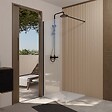 AURLANE - Paroi de Douche 80x200cm en Verre Trempé Transparent 8mm Anticalcaire - Profilé Noir Mat - LINA - vignette
