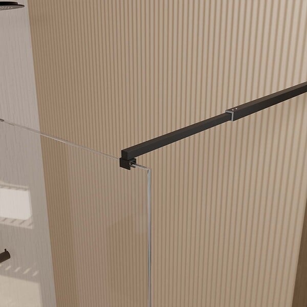 AURLANE - Paroi de Douche 80x200cm en Verre Trempé Transparent 8mm Anticalcaire - Profilé Noir Mat - LINA - large