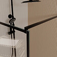 AURLANE - Paroi de Douche Serigraphie Briques 100x195cm - Verre Anticalcaire 8mm - Profilé Noir Mat - vignette