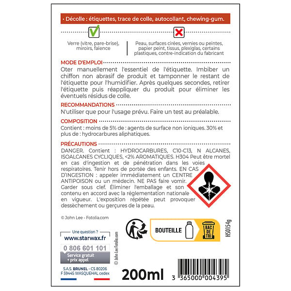 STARWAX - Décolle adhésif 200ml - large