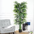 OUTSUNNY - Bambou artificiel XXL 1,80H m 1105 feuilles denses réalistes pot inclus noir vert - vignette
