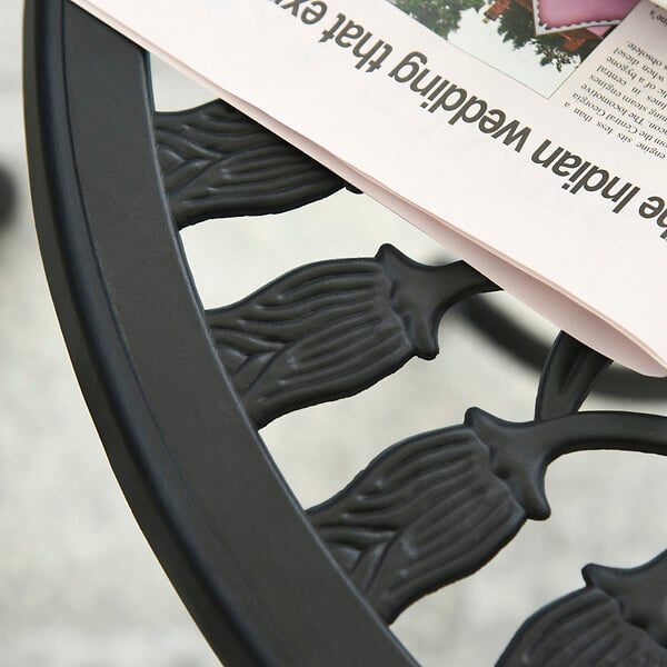 OUTSUNNY - Ensemble salon de jardin 2 places 2 chaises + table ronde fonte d'aluminium imitation fer forgé noir - large