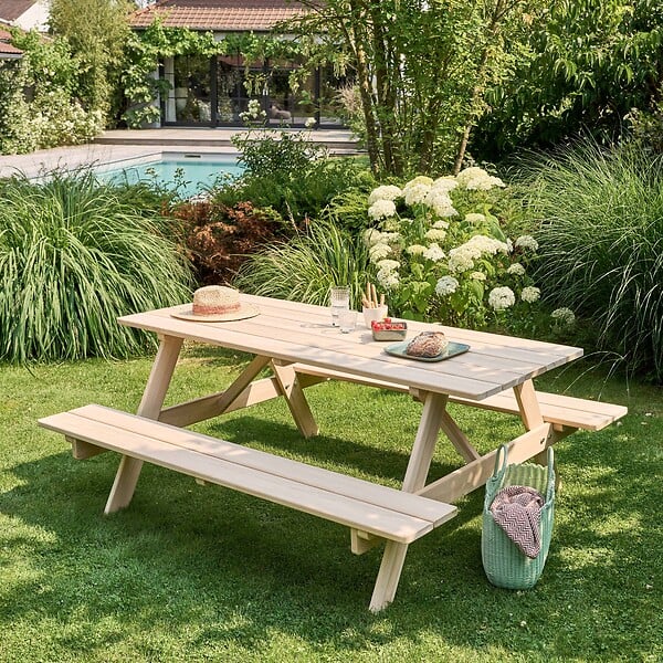 OVIALA - Table de pique nique en bois FSC 6 places - Norman - large