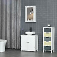 KLEANKIN - Armoire murale de salle de bain avec miroir - armoire à glace - placard de rangement toilettes - 1 porte, 2 étagères - verre MDF blanc - vignette