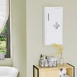KLEANKIN - Armoire à pharmacie 2 étagères 3 niveaux dim. 30L x 12l x 60H cm logo croix transparent acier blanc - vignette