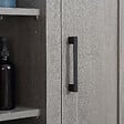 KLEANKIN - Armoire haute murale de salle de bain ou WC placard 1 porte 3 niches dim. 48L x 20l x 50H cm panneaux particules gris - vignette
