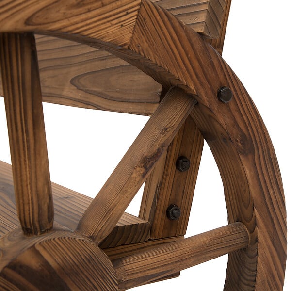 OUTSUNNY - Banc de jardin 3 places style rustique chic accoudoirs roues de charette bois sapin traité carbonisation - large