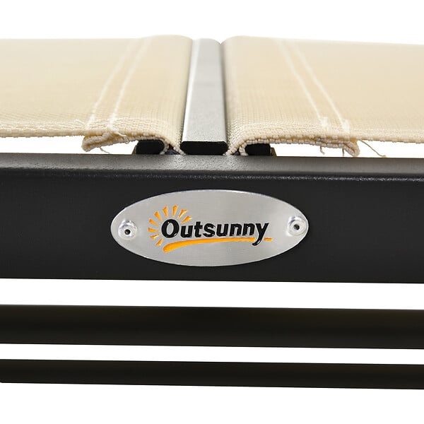 OUTSUNNY - Banc à bascule de jardin 2 places design contemporain grand confort accoudoirs assise et dossier ergonomique acier textilène beige - large