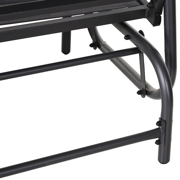 OUTSUNNY - Banc à bascule de jardin 2 places design contemporain grand confort accoudoirs assise, dossier ergonomique acier textilène gris - large
