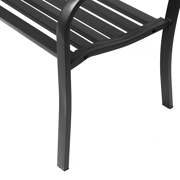 OUTSUNNY - Banc 3 places de jardin terrasse style rural chic 127L x 60l x 85H cm métal époxy anticorrosion noir - large