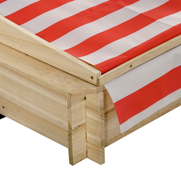 OUTSUNNY - Bac à sable bois carré dim. 1,18L x 1,18l x 1,18H m - hauteur, inclinaison toit réglables, refermable - 2 bacs - bois sapin autoclave - large