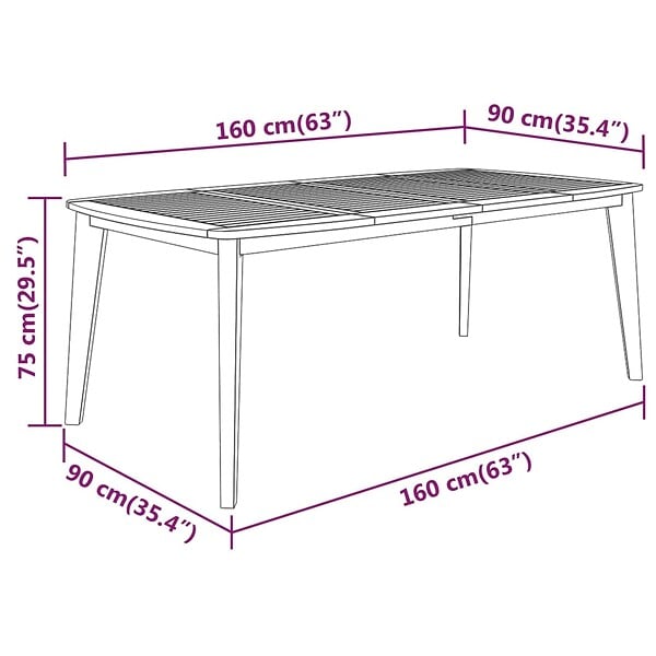 VIDAXL - vidaXL Table de jardin 160x90x75 cm Bois d'acacia solide - large