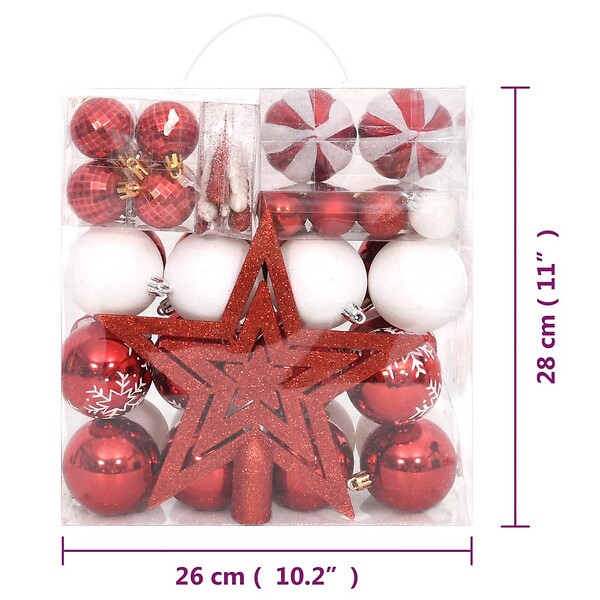 VIDAXL - vidaXL Ensemble de boules de Noël 64 pcs Rouge et blanc - large