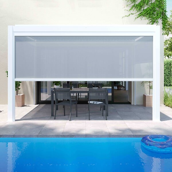 OVIALA - Store pour pergola bioclimatique kavala et thebes 3,67 x 2,32 m blanc - Sparte - large
