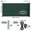 VOUNOT - Brise vue occultant en HDPE 150g/m² 1.5x20m avec attaches de fixation vert - vignette