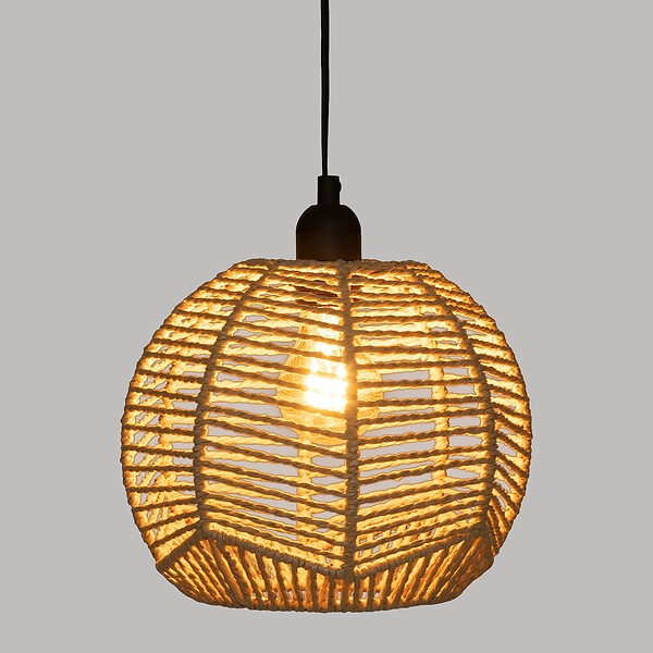 ATMOSPHERA - Luminaire Suspension en métal et corde Beige D 24 cm - large