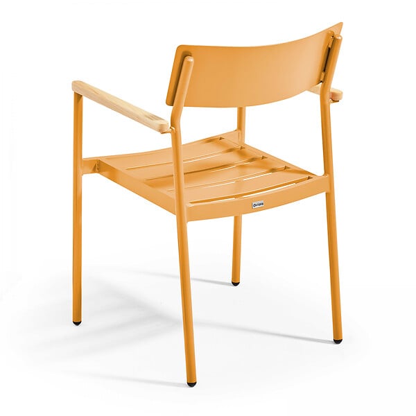OVIALA - Fauteuil de jardin en aluminium et bois jaune moutarde  - Leeds - large