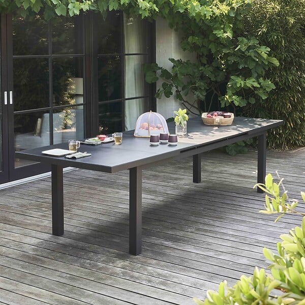 OVIALA - Table de jardin extensible en aluminium gris 10 places - Albi - large