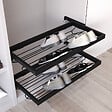 EMUCA - Kit de rangement de chaussures en métal avec cadre avec coulisses à fermeture souple pour armoire, réglable, module 800mm, Noir texturé - vignette