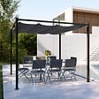 CONCEPT USINE - Pergola autoportante 3 x 3 m en acier avec toile grise TUSA - vignette