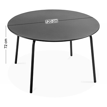 OVIALA - Table de jardin ronde en acier 6 places 120 cm bleu pacific  - Palavas - large