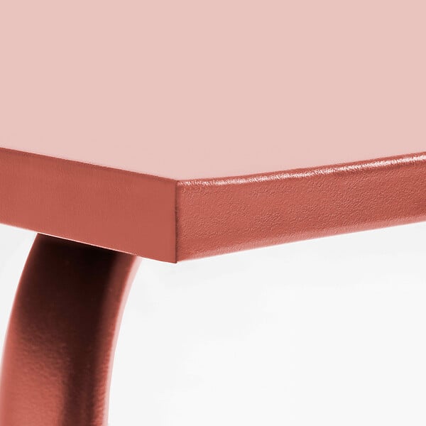 OVIALA - Table de jardin carrée en métal argile 70cm - Palavas - large