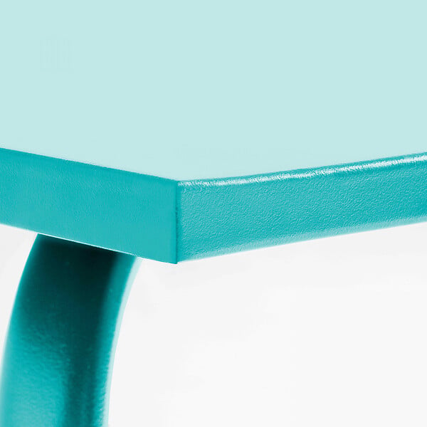 OVIALA - Table de jardin carrée en acier 8 places 120 cm turquoise - Palavas - large