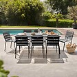 OVIALA - Ensemble table de Jardin et 8 fauteuils en métal gris - Palavas - vignette