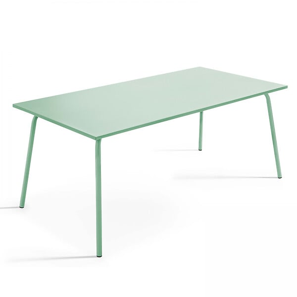 OVIALA - Ensemble table de jardin et 8 fauteuils en métal vert sauge - Palavas - large