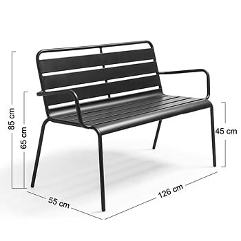 OVIALA - Banc de jardin en métal ivoire - Palavas - large