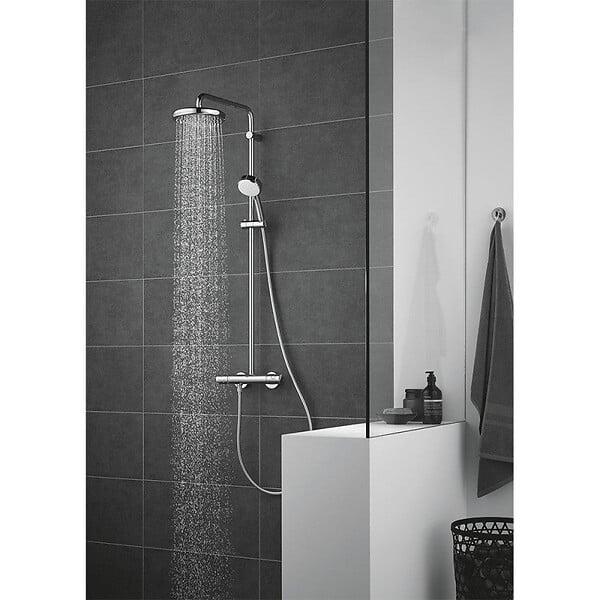 GROHE - Colonne thermostatique TEMPESTA COSMOPOLITAN SYSTEM 210 GROHE 27922001 - Ø  21 cm + douchette 2 jets - chromé - large
